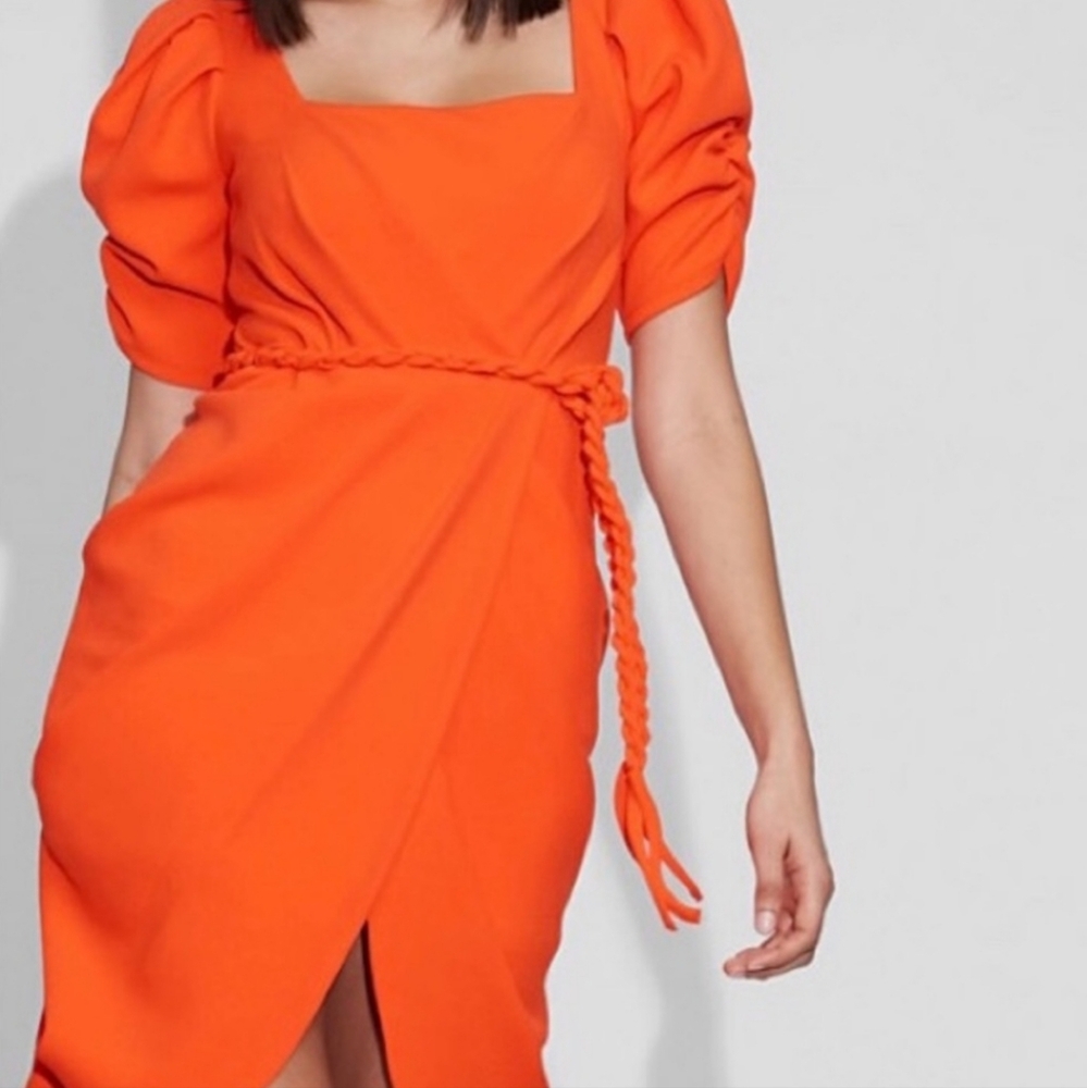 NY&Co Gabrielle Union - Puff-Sleeve Wrap Sheath Dress - Picture 5 of 12